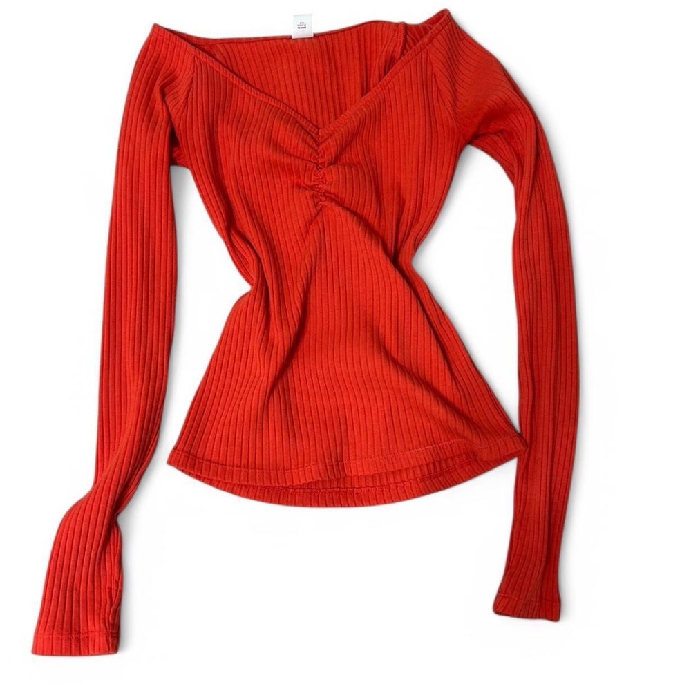Old Navy Women's Scarlet Ribbed Long Sleeve Top